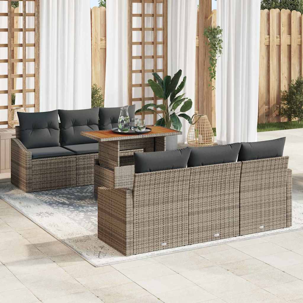Gartensofa-set 7 Stk. Grau und Braun