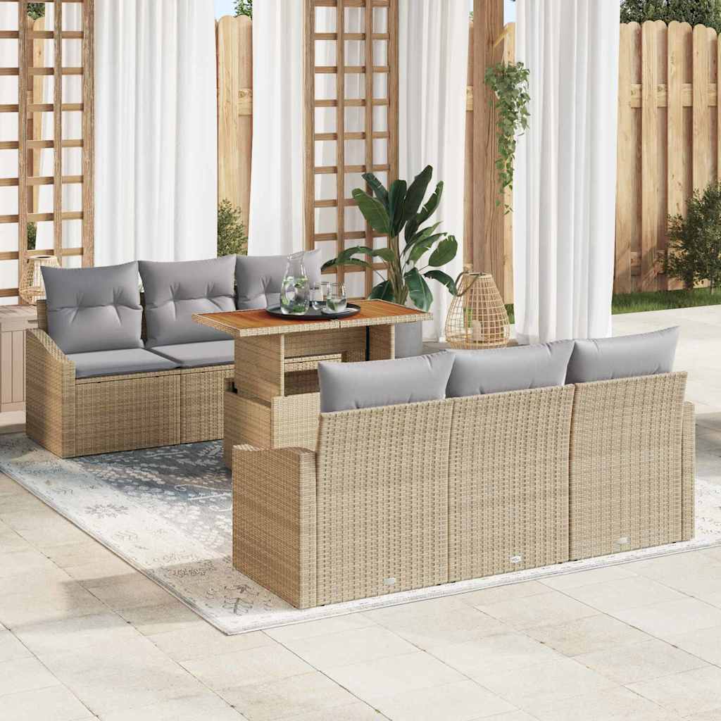 Gartensofa-set 7 Stk. Beige und Grau