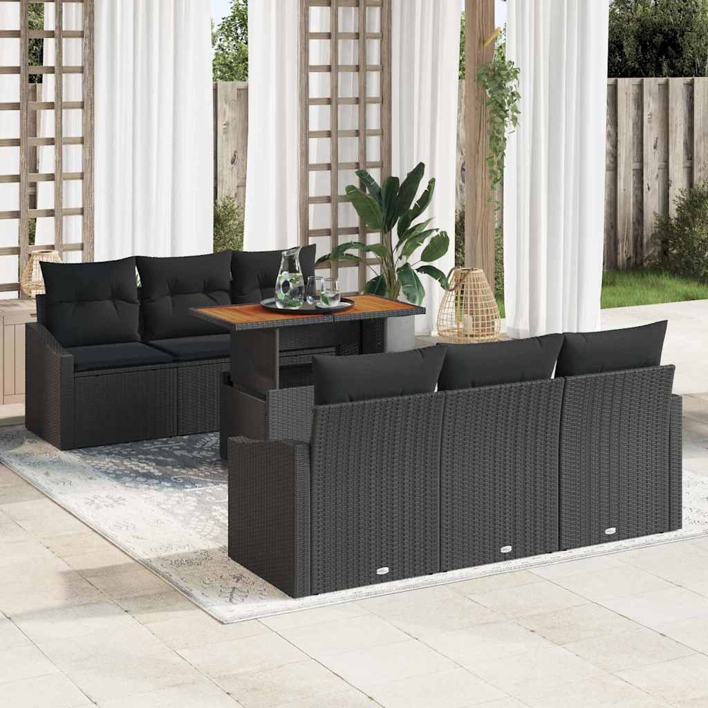 Gartensofa-set 7 Stk. Schwarz und Braun