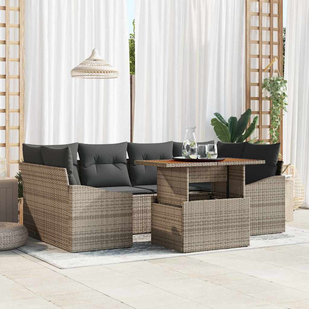 Gartensofa-set 7 Stk. Grau und Braun
