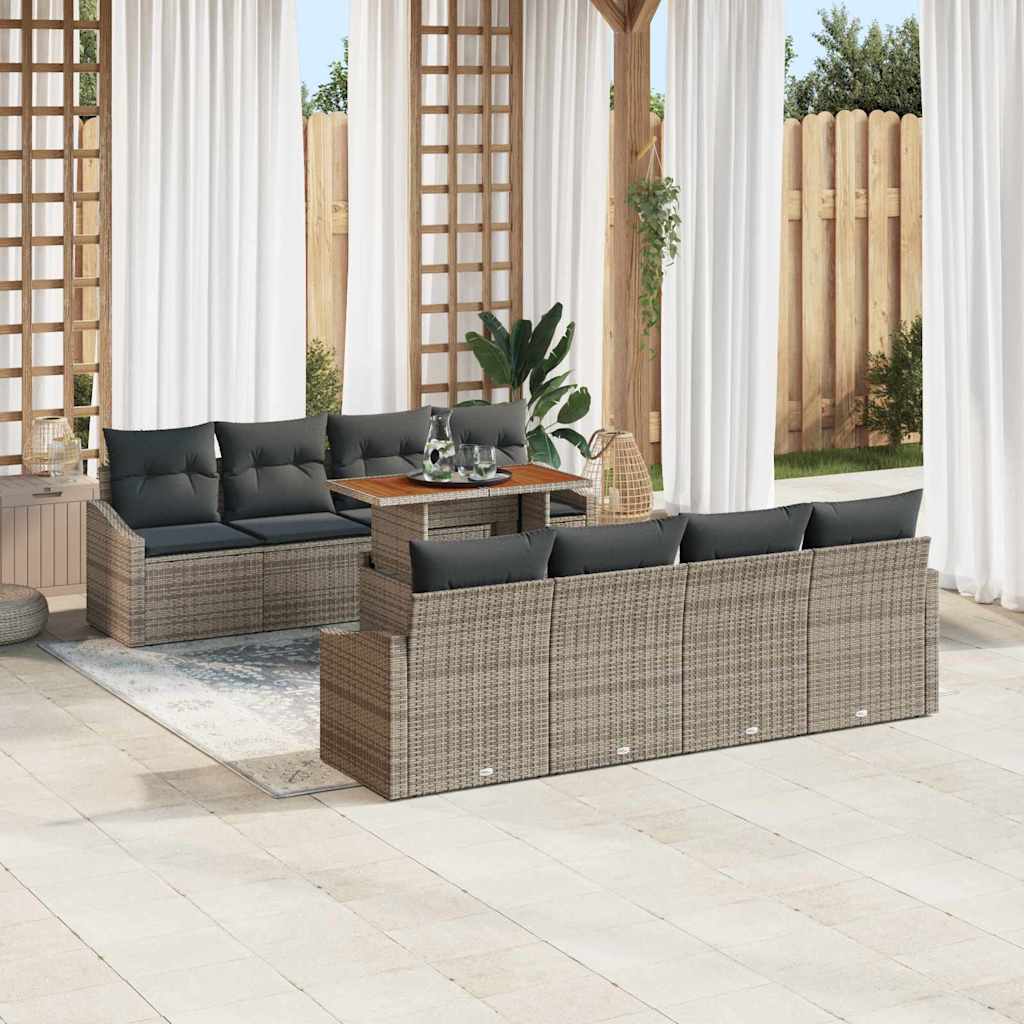 Gartensofa-set 9 Stk. Grau und Braun