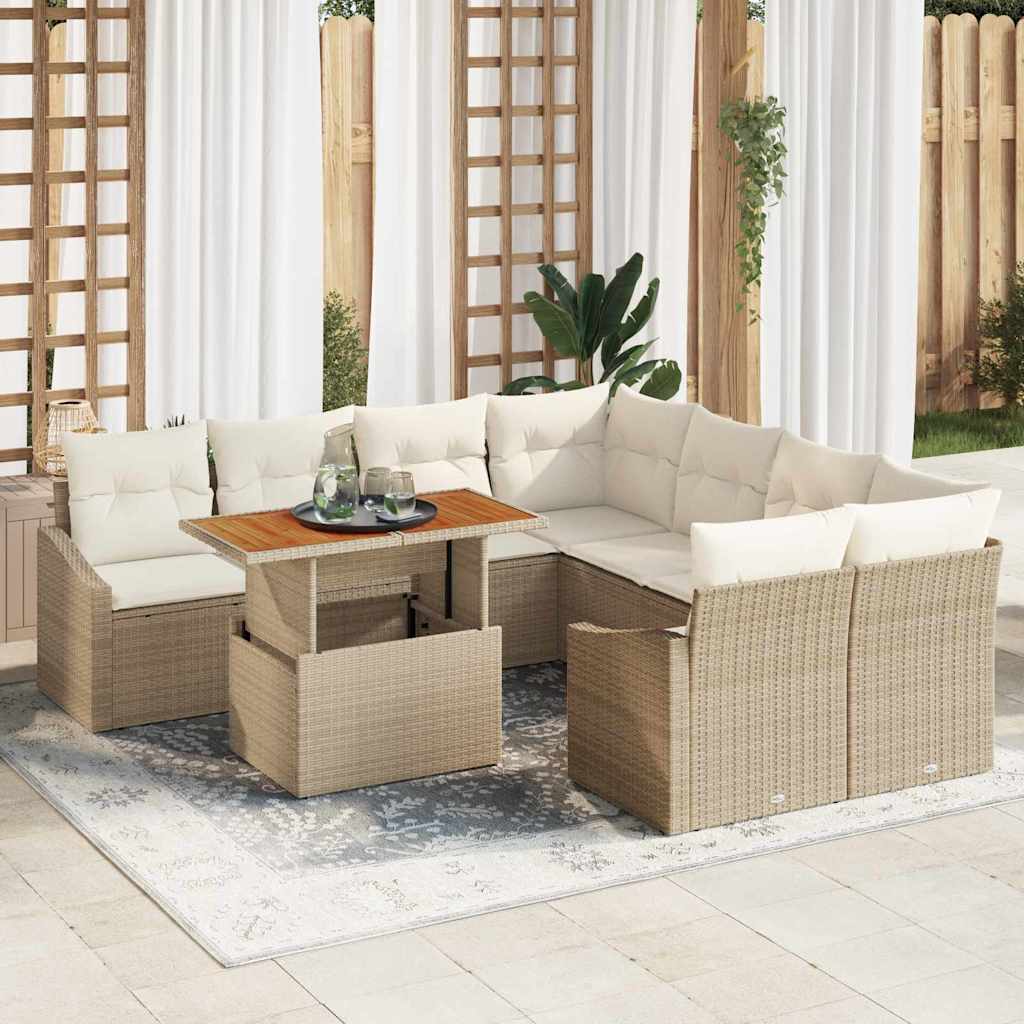 Gartensofa-set 9 Stk. Beige und Creme