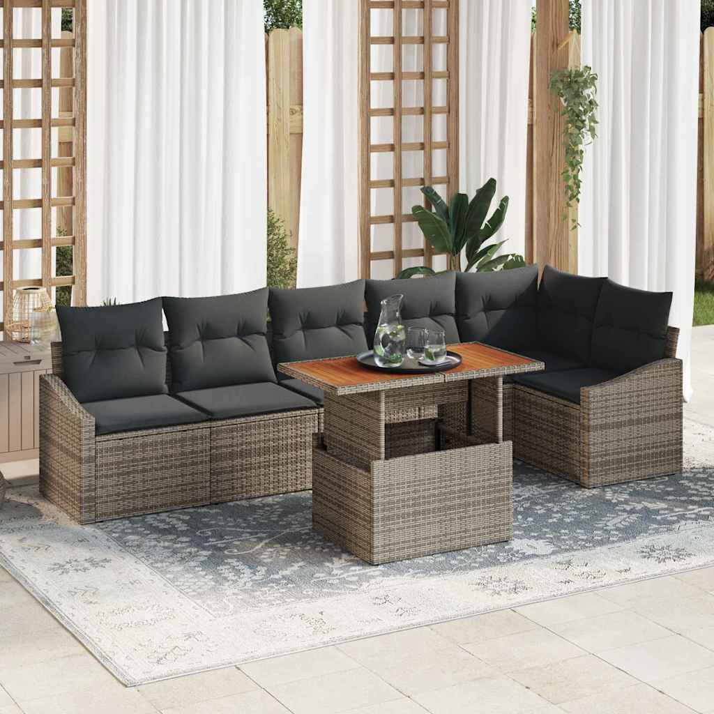Gartensofa-set 7 Stk. Grau und Braun