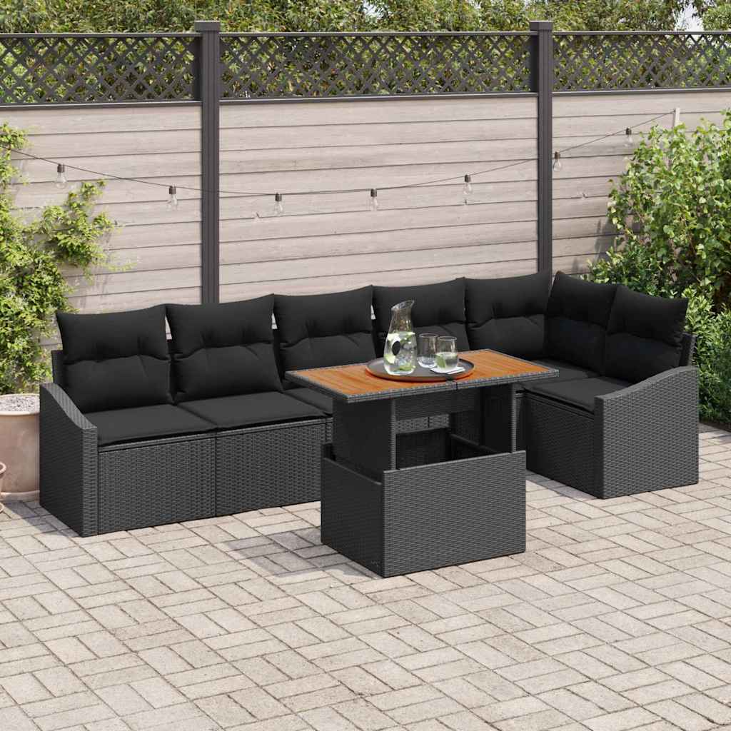 Gartensofa-set 7 Stk. Schwarz und Braun