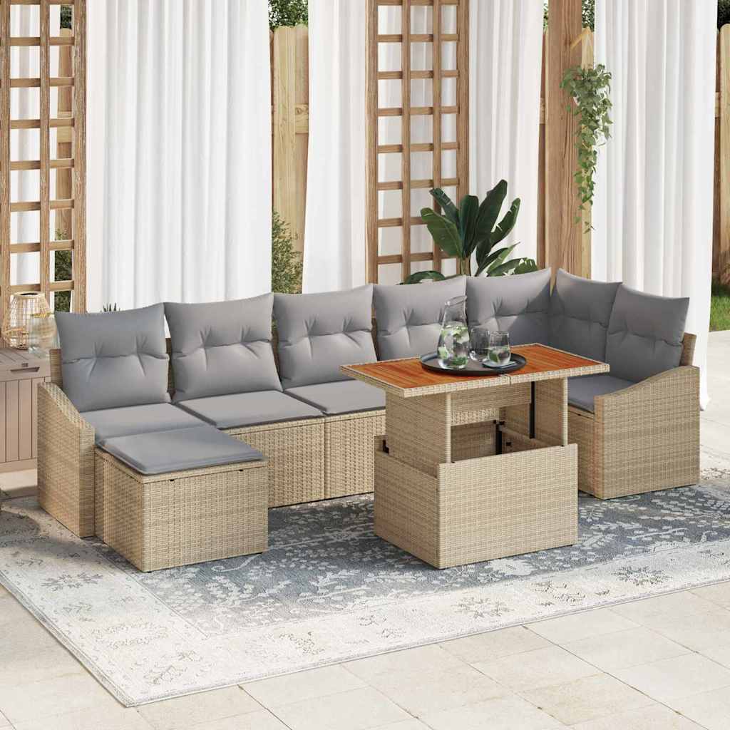Gartensofa-set 8 stk. Beige und Grau