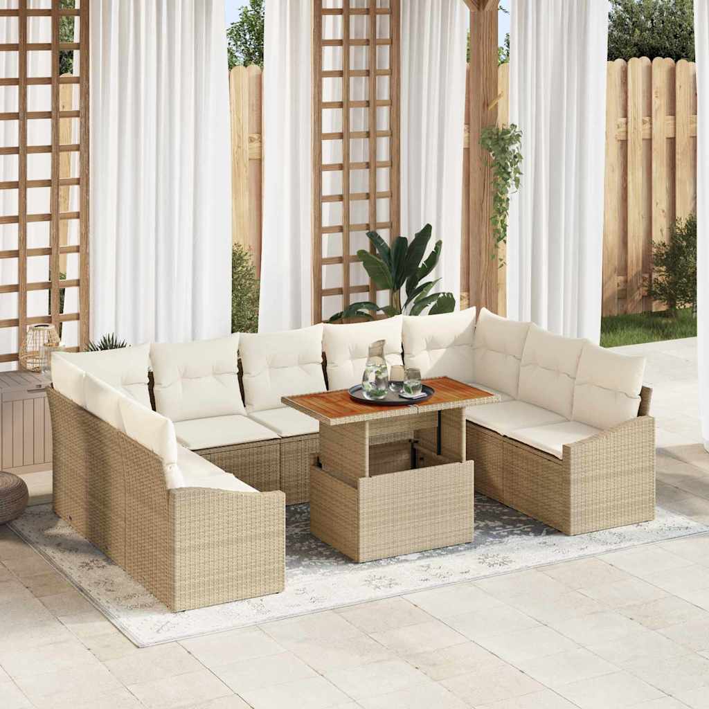 Gartensofa-set 10 Stk. Beige und Creme