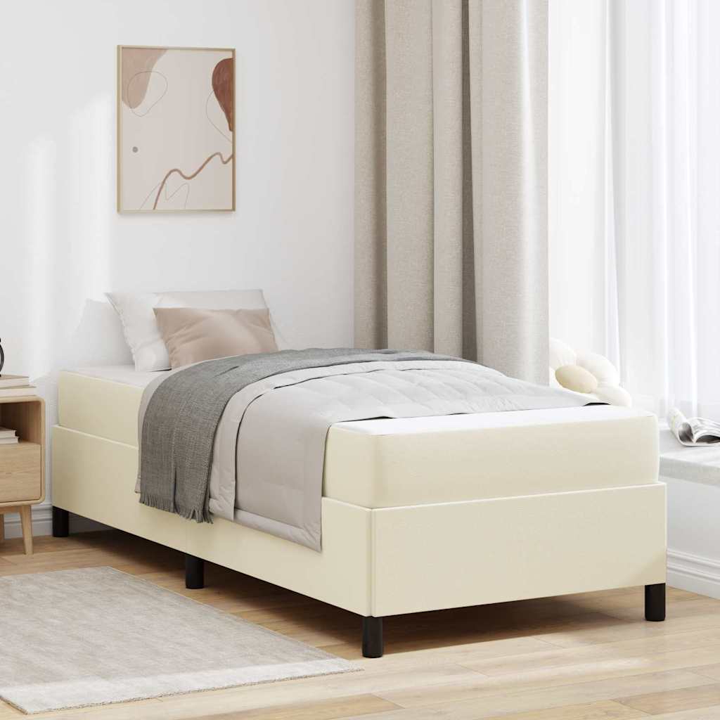 Bettrahmen mit Matratze Creme 90 x 190 cm Stoff
