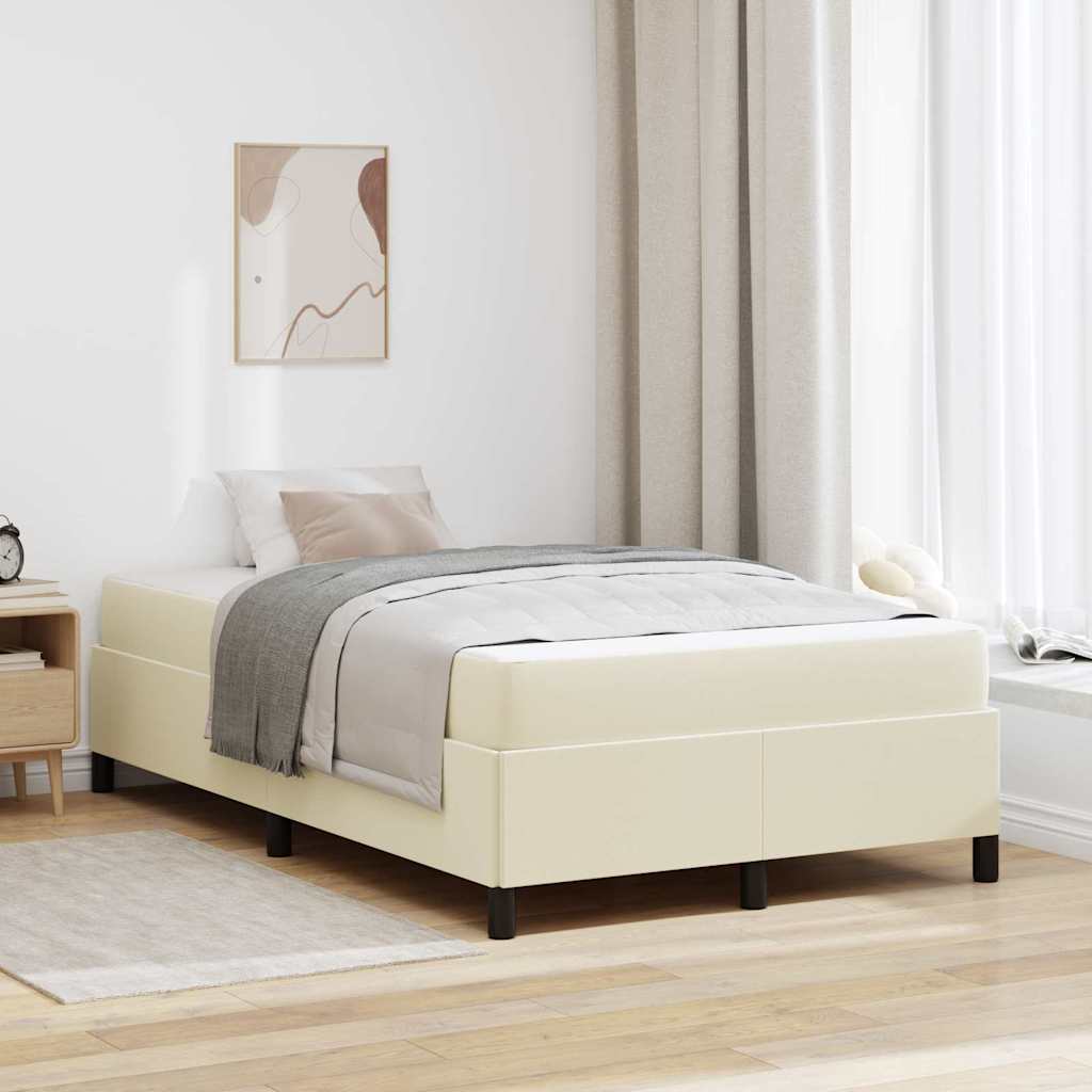 Bettrahmen mit Matratze Creme 120 x 200 cm Stoff