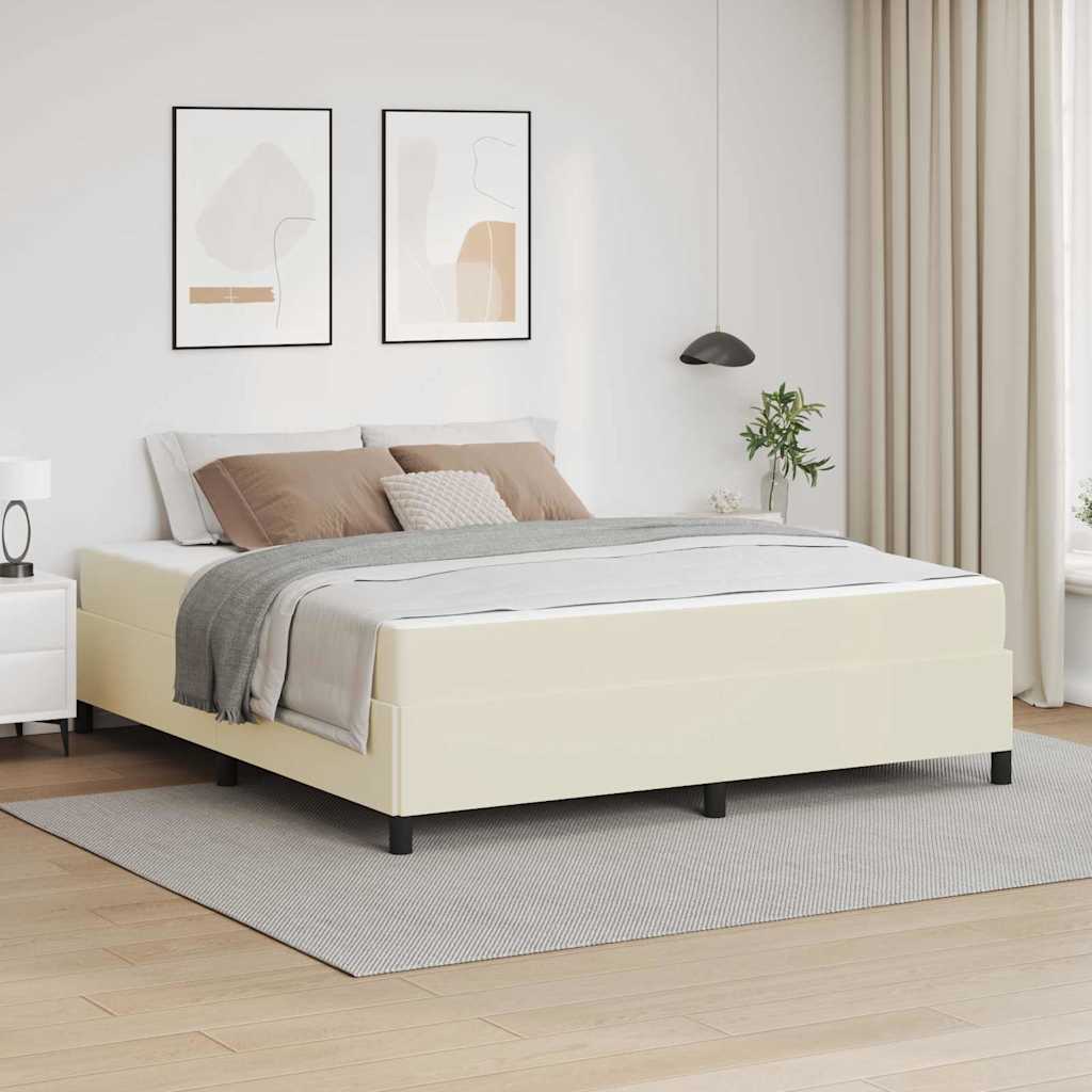 Bettrahmen mit Matratze Creme 180 x 200 cm Stoff