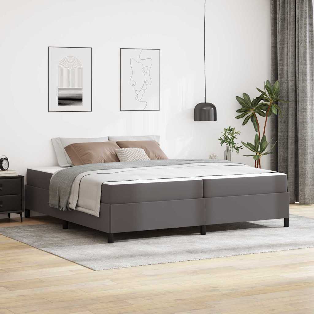 Bettrahmen mit Matratze Grau 200 x 200 cm Stoff