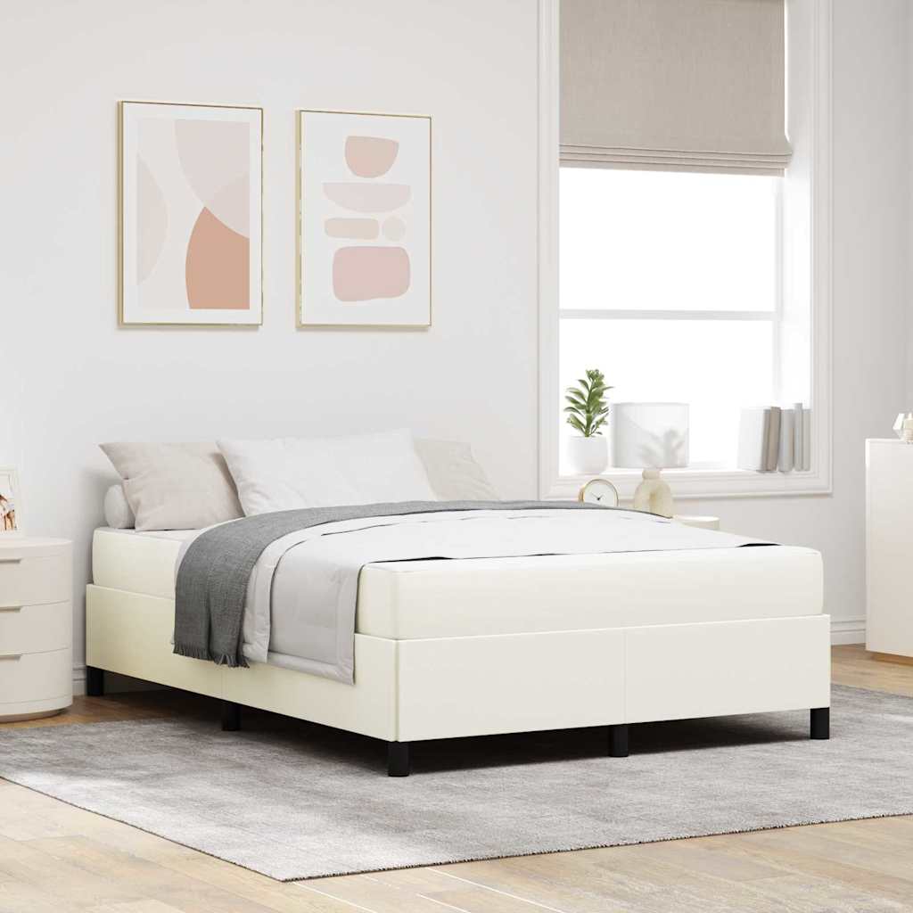 Bettrahmen mit Matratze Creme 140 x 190 cm Stoff
