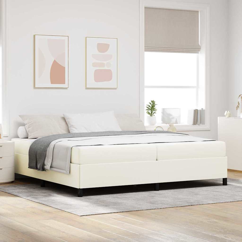 Bettrahmen mit Matratze Creme 200 x 200 cm Stoff