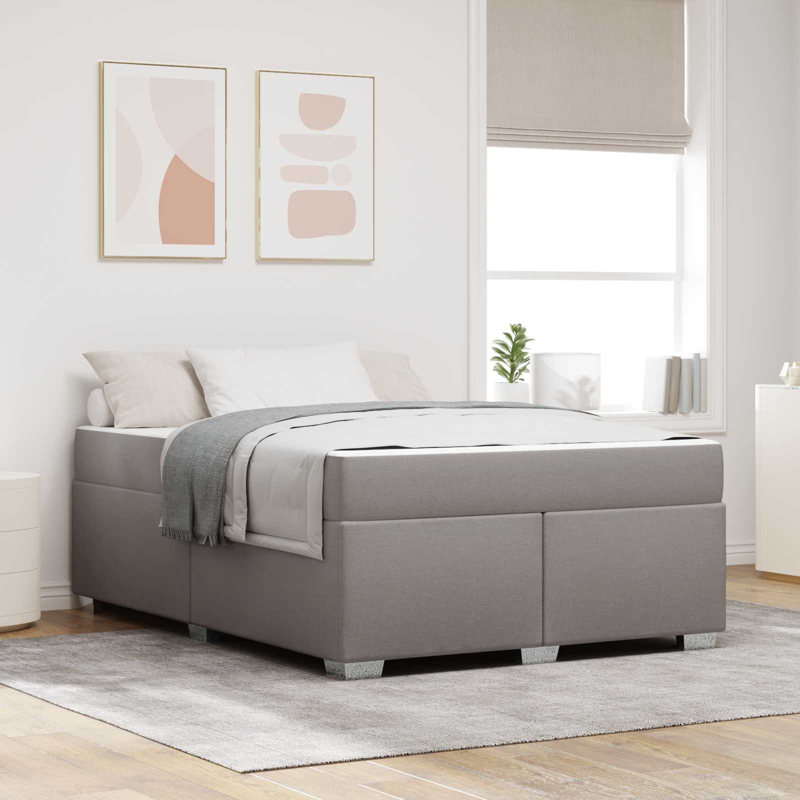 Bettrahmen Taupe 140 x 200 cm Stoff