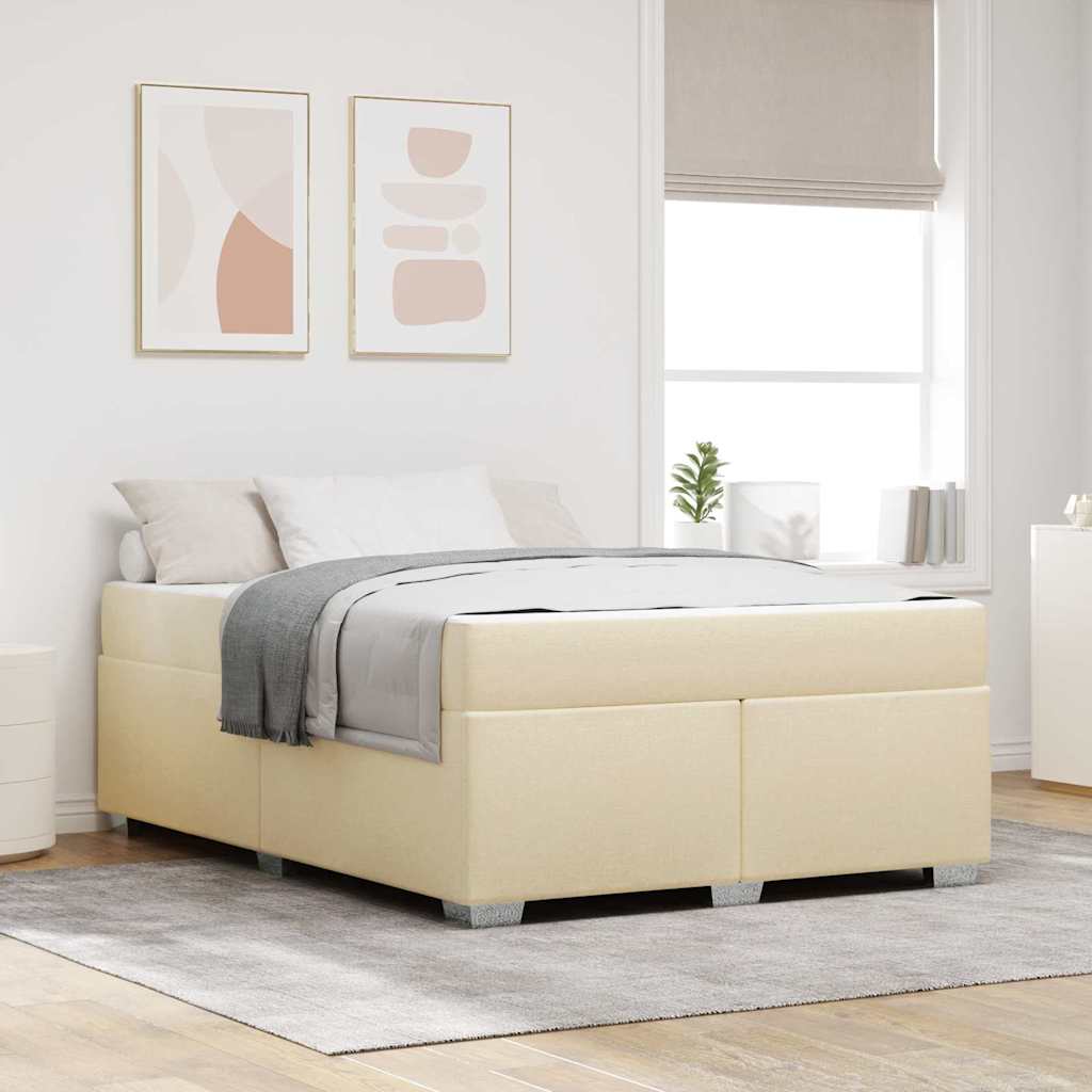 Bettrahmen mit Matratze Creme 140 x 200 cm Stoff