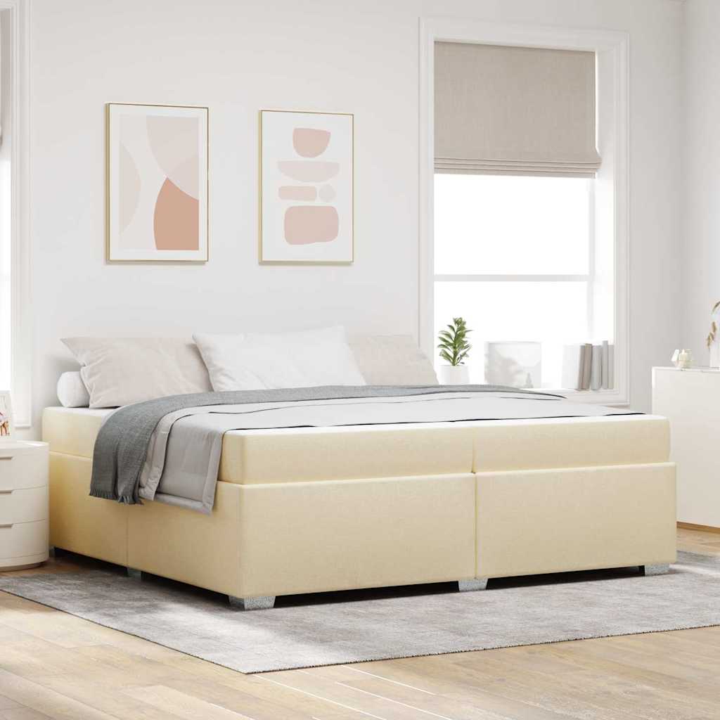 Bettrahmen mit Matratze Creme 200 x 200 cm Stoff