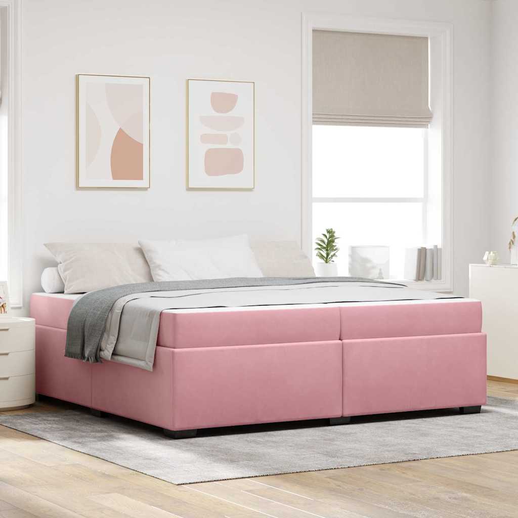 Bettrahmen mit Matratze Rosa 200 x 200 cm Stoff