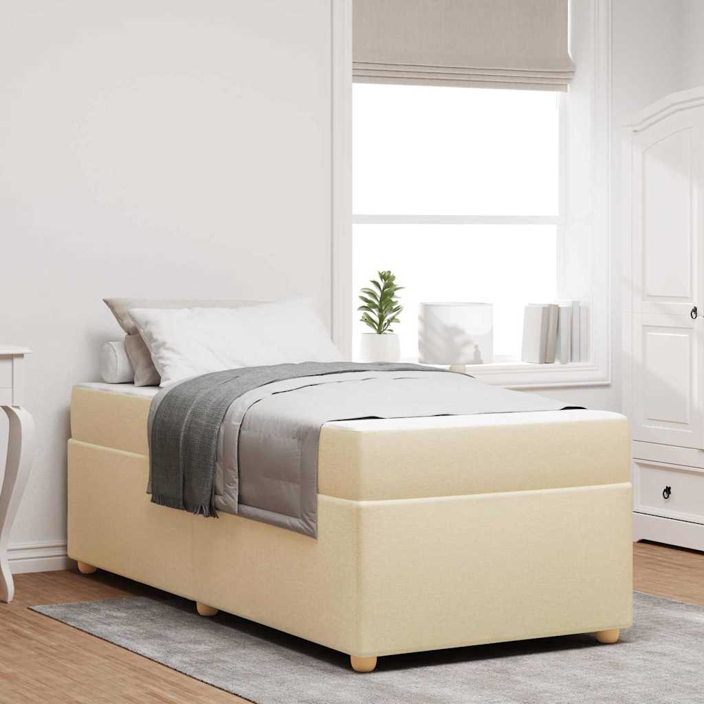 Bettrahmen mit Matratze Creme 90 x 190 cm Stoff