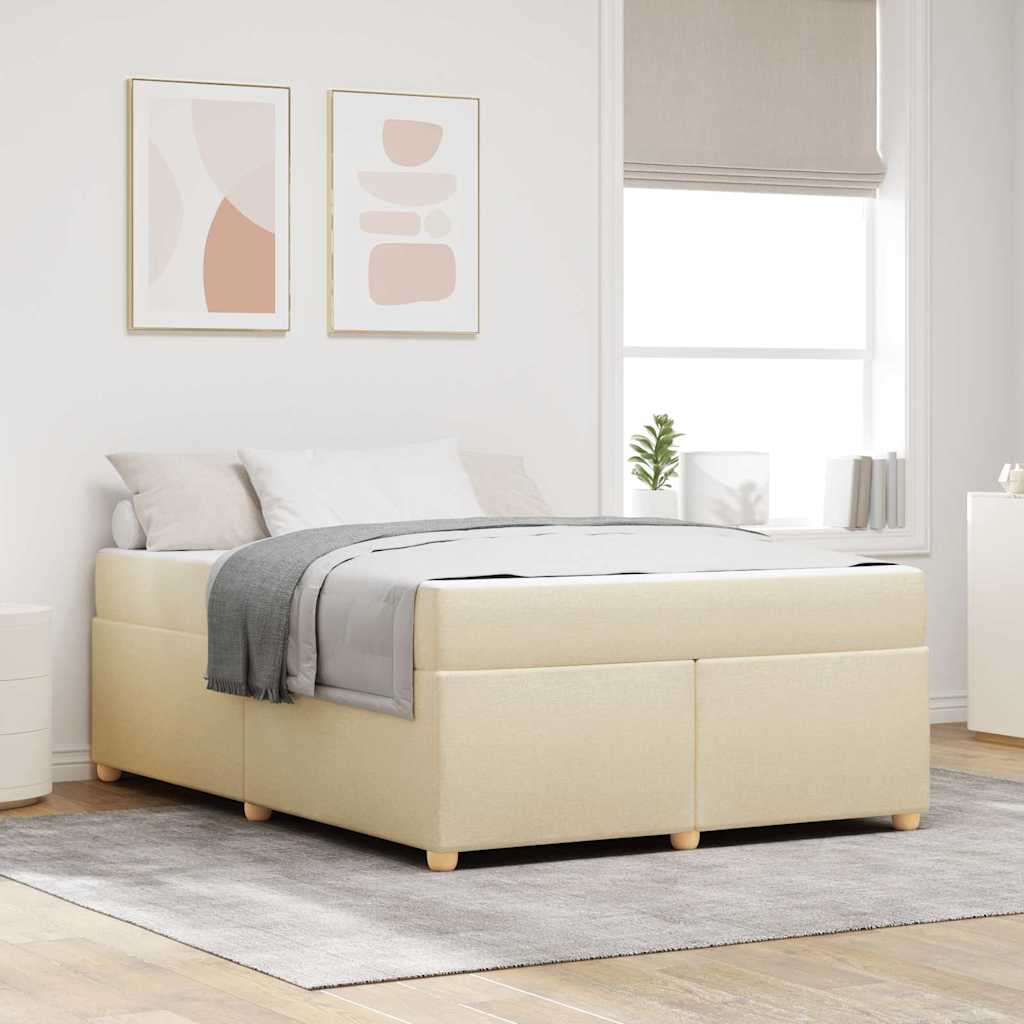 Bettrahmen mit Matratze Creme 140 x 200 cm Stoff
