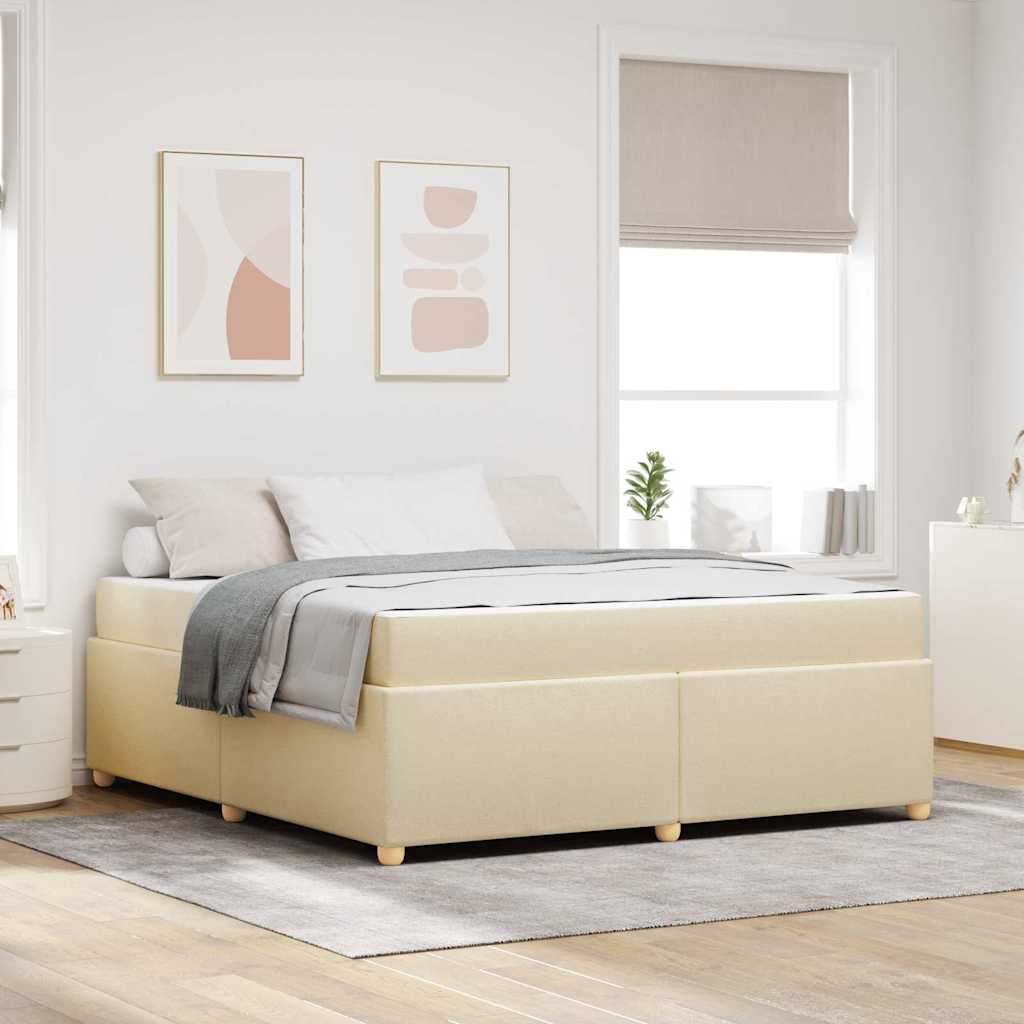 Bettrahmen mit Matratze Creme 180 x 200 cm Stoff