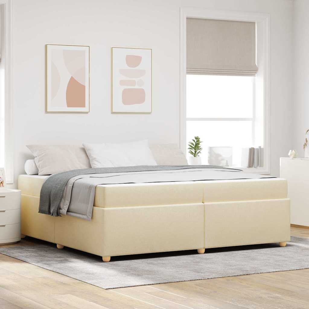 Bettrahmen mit Matratze Creme 200 x 200 cm Stoff