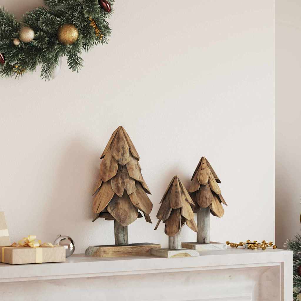 Weihnachtsbaum 3 stk. Braun 40 cm Massivholz Teak