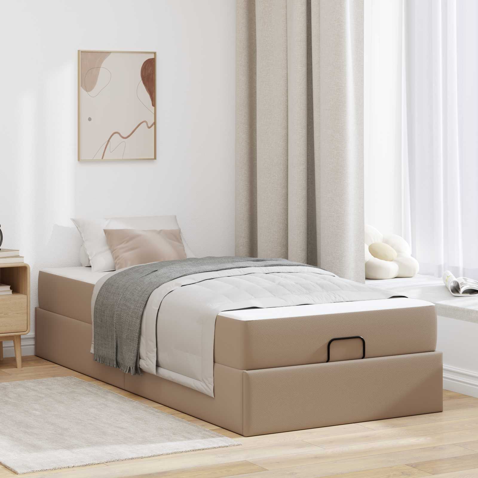 Bettgestell mit Matratze Sonstiges 2 Stk. Hellbraun PVC