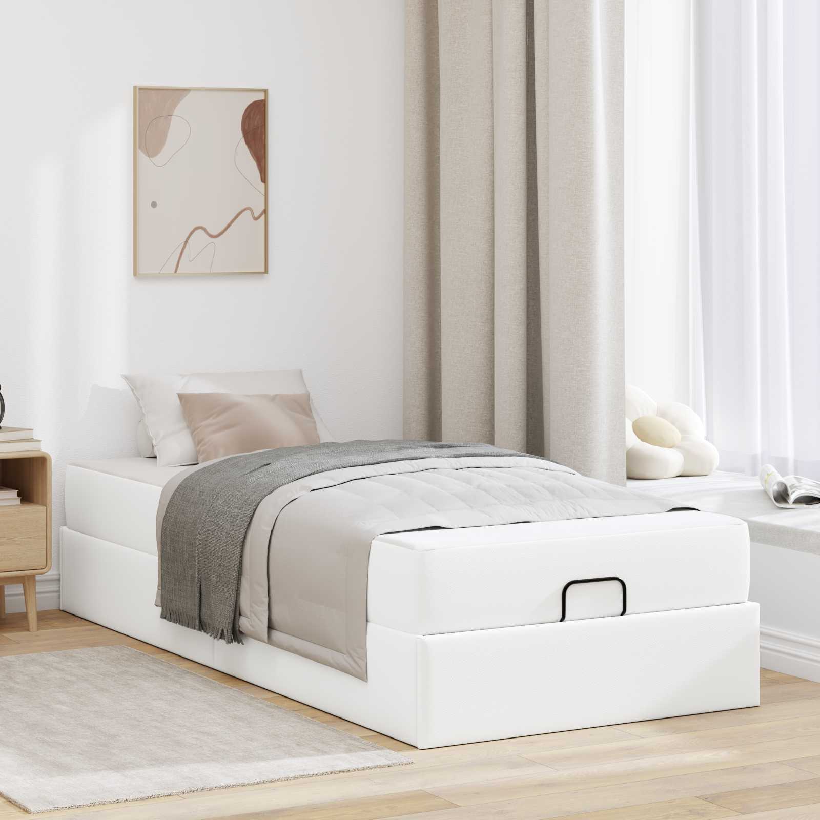 Bettgestell mit Matratze Sonstiges 2 Stk. Weiß PVC