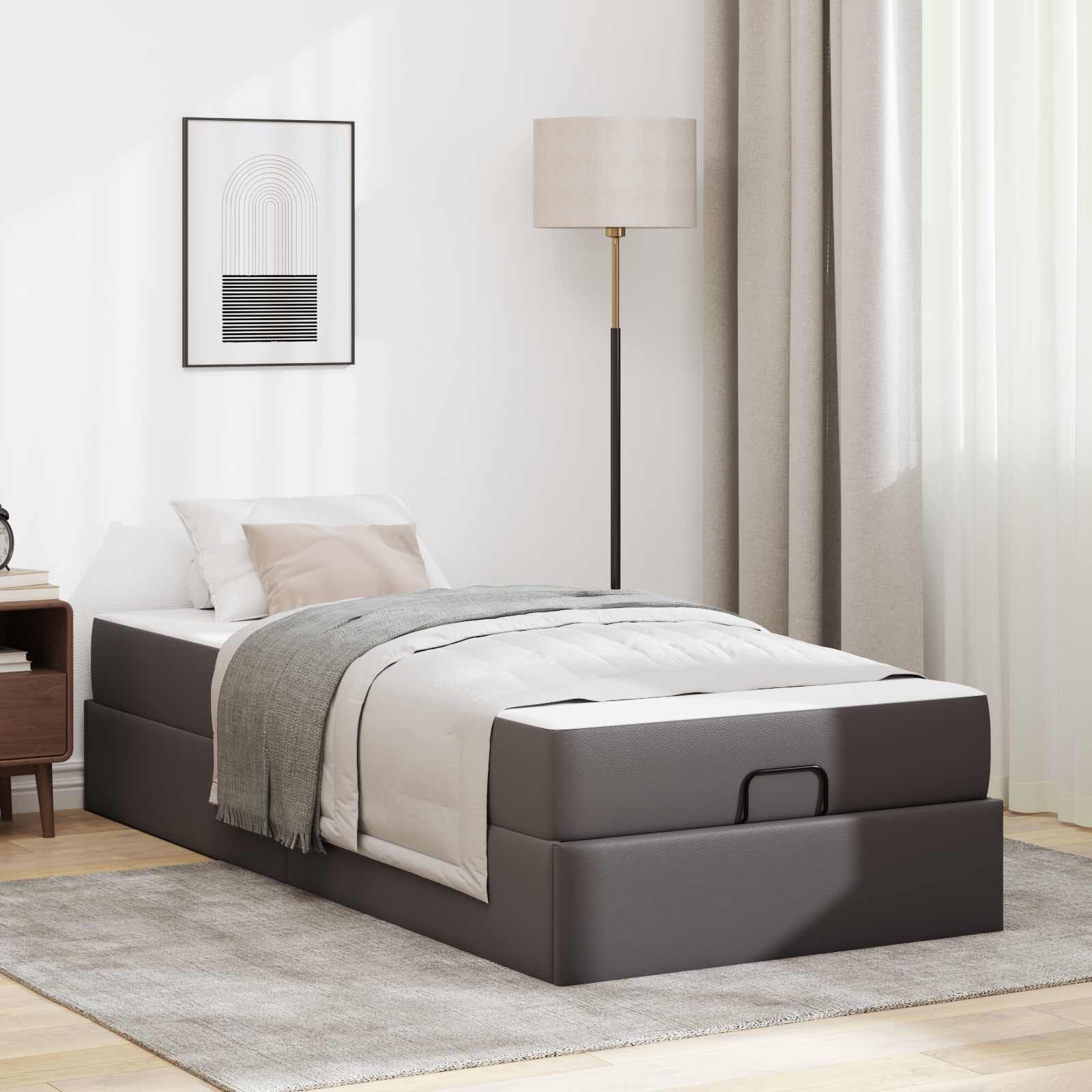 Bettgestell mit Matratze Sonstiges 2 Stk. Grau PVC
