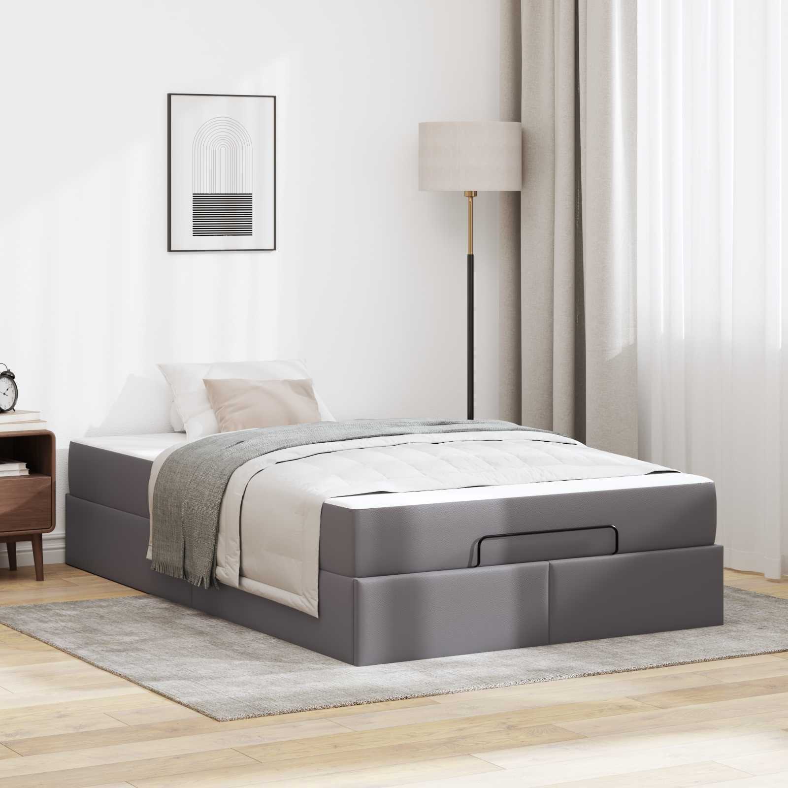 Bettgestell mit Matratze Sonstiges 2 Stk. Grau PVC