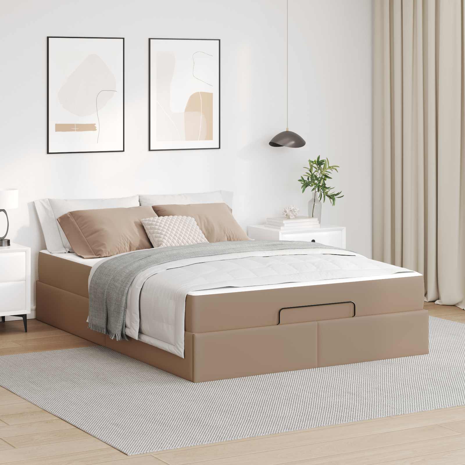 Bettgestell mit Matratze Sonstiges 2 Stk. Hellbraun PVC