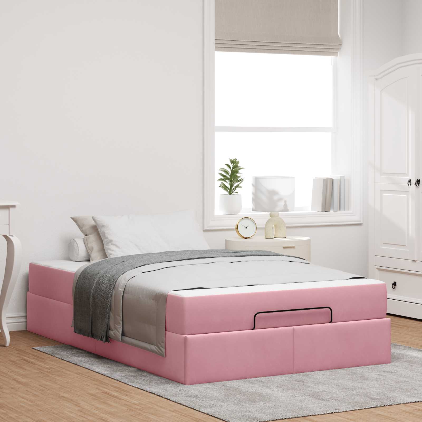 Bettgestell mit Matratze 2 Stk. Rosa Samt