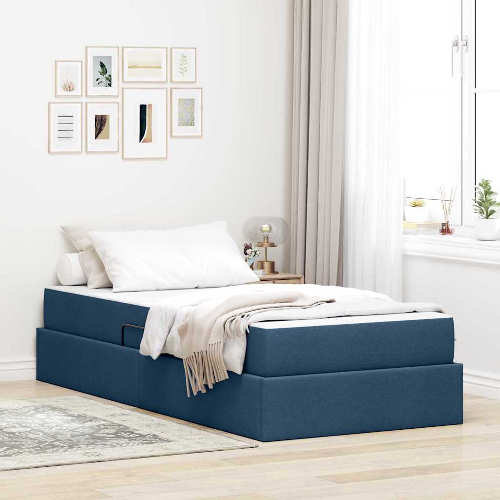 Aufbewahrungsbett mit Matratze Blau 90 x 200 cm Polyester