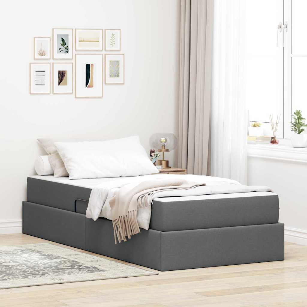 Aufbewahrungsbett mit Matratze Dunkelgrau 100 x 200 cm
