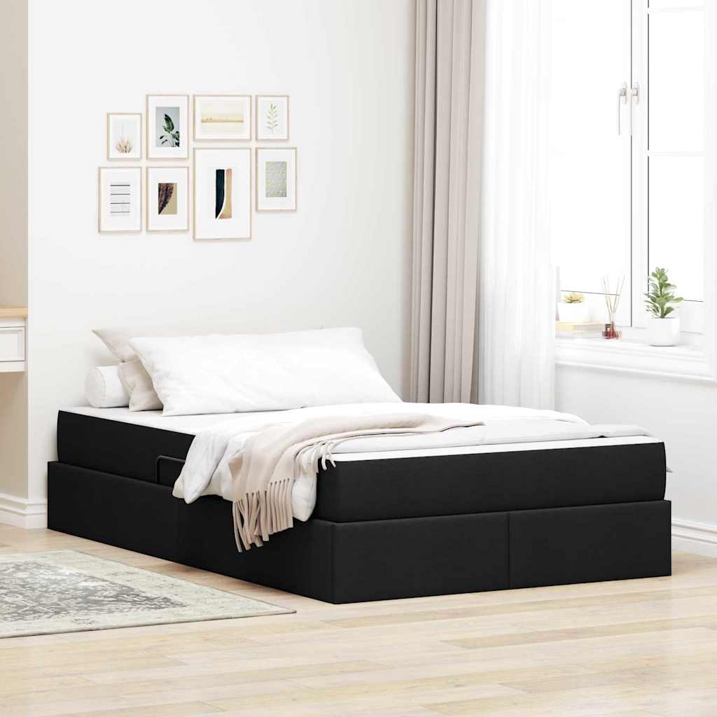 Aufbewahrungsbett mit Matratze Schwarz 120 x 200 cm Polyester