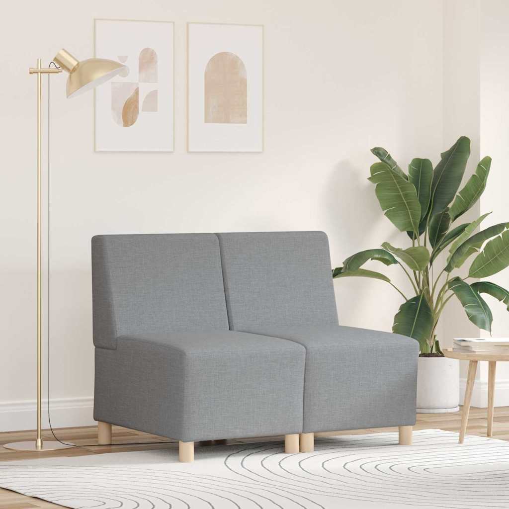 Modulares Armfreies Sofa 2 stk. Hellgrau Stoff