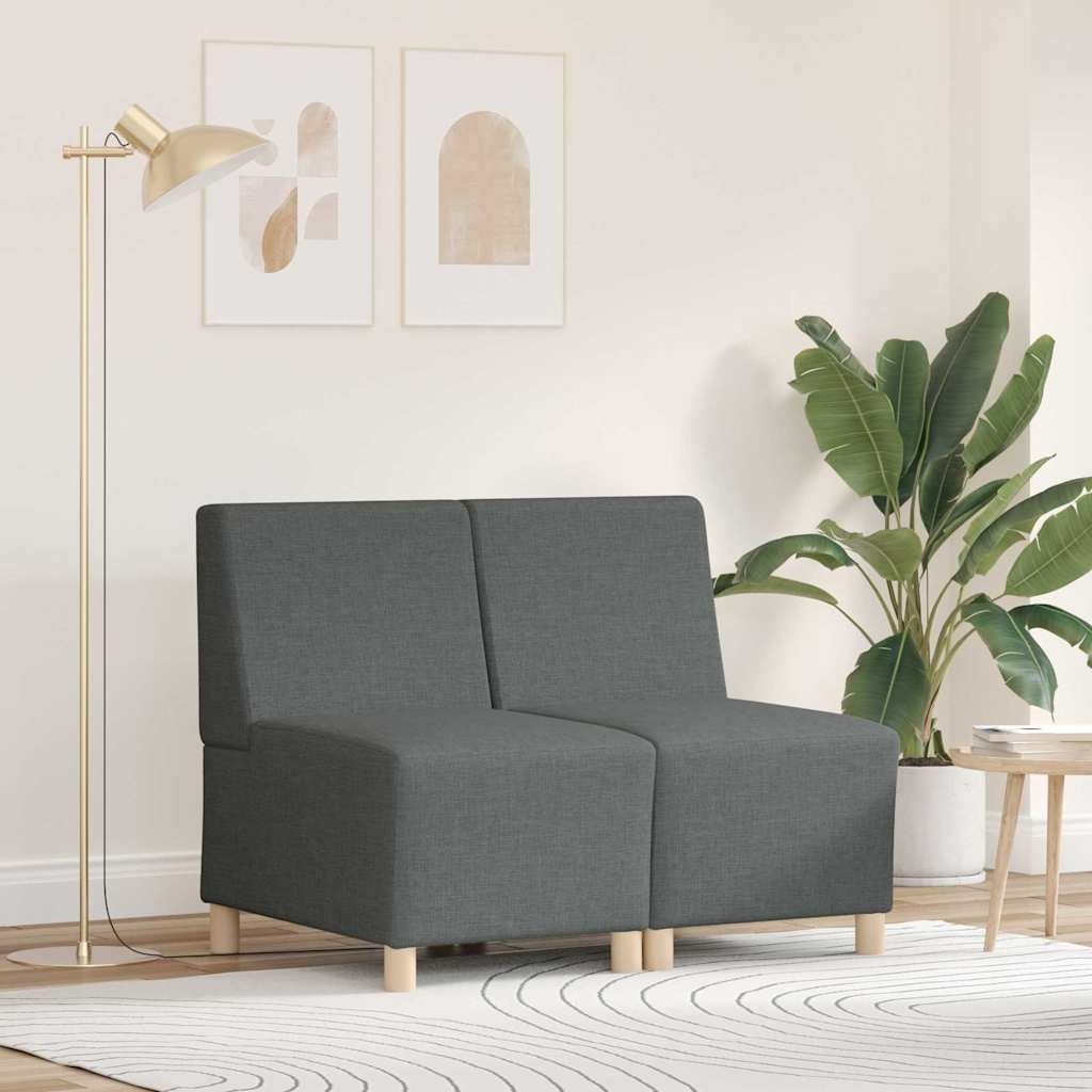 Modulares Armfreies Sofa 2 stk. Dunkelgrau Stoff