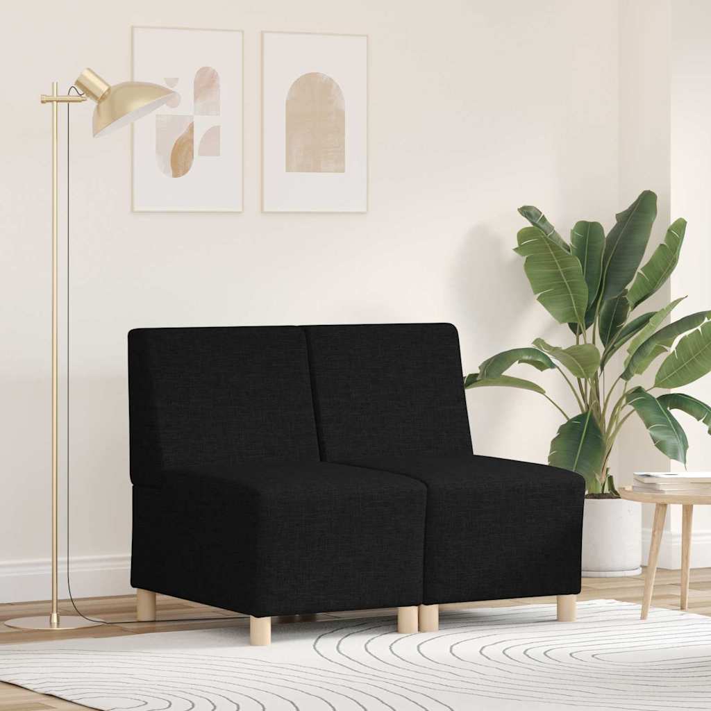 Modulares Armfreies Sofa 2 stk. Schwarz Stoff