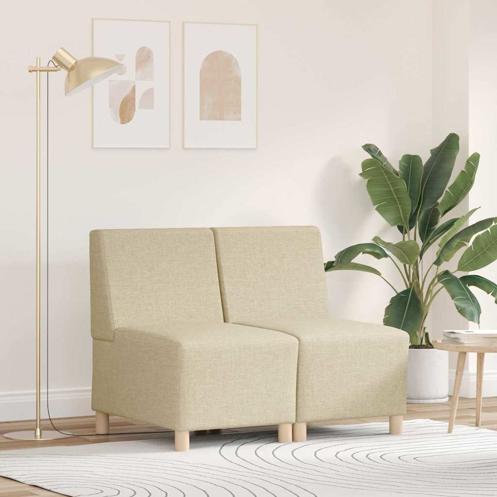 Modulares Armfreies Sofa 2 stk. Creme Stoff