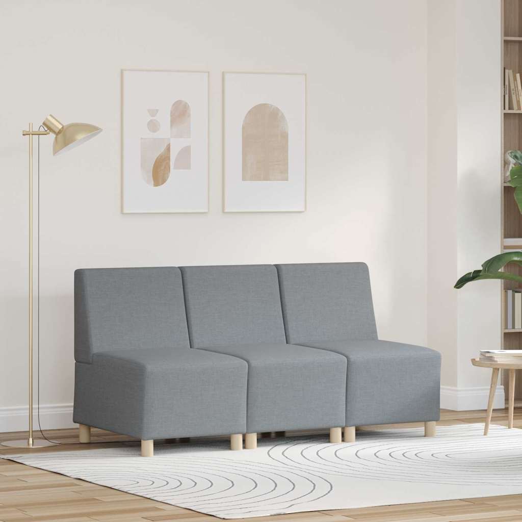 Modulares Armfreies Sofa 3 stk. Hellgrau Stoff