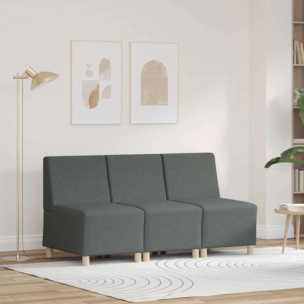 Modulares Armfreies Sofa 3 stk. Dunkelgrau Stoff