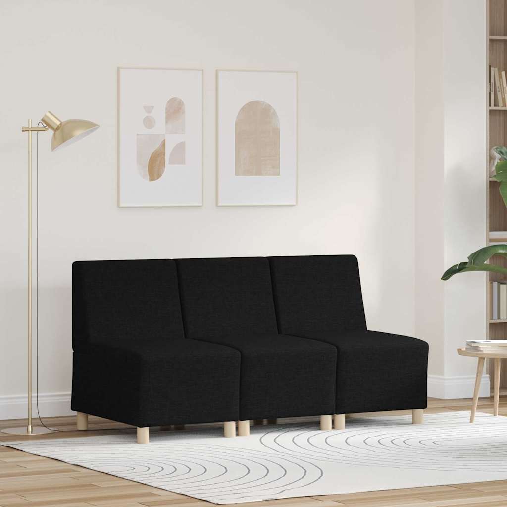Modulares Armfreies Sofa 3 stk. Schwarz Stoff