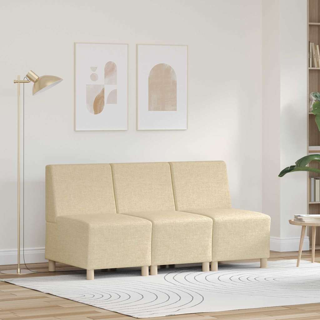 Modulares Armfreies Sofa 3 stk. Creme Stoff
