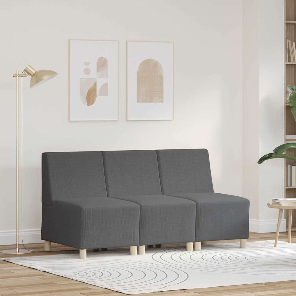Modulares Armfreies Sofa 3 stk. Dunkelgrau Cordstoff