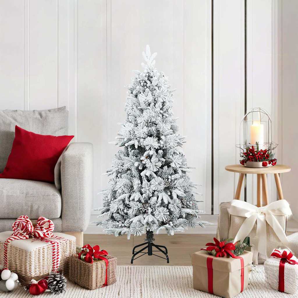Künstlicher Scharnier-Weihnachtsbaum schneebedeckt Weiß 120 cm