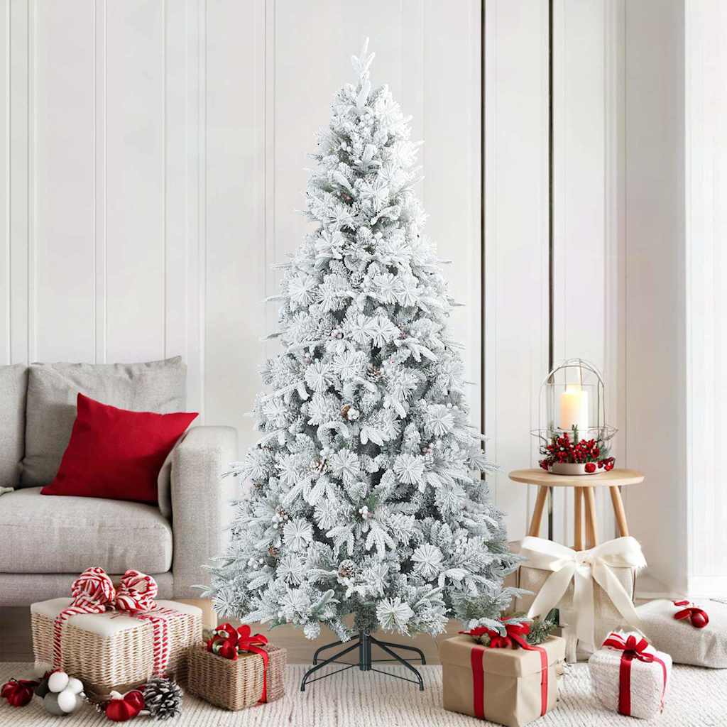 Künstlicher Scharnier-Weihnachtsbaum schneebedeckt Weiß 180 cm