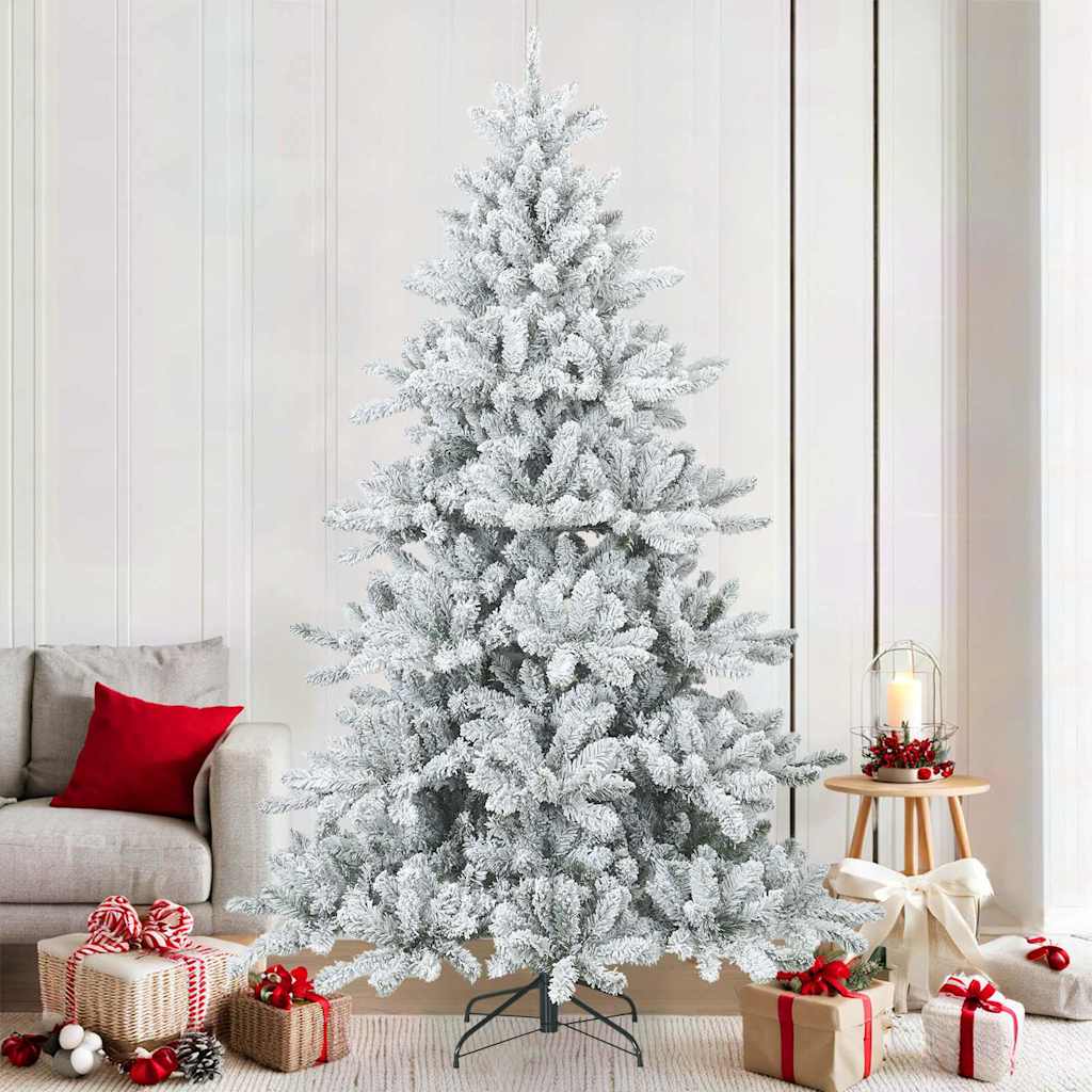 Künstlicher Scharnier-Weihnachtsbaum schneebedeckt Weiß 210 cm
