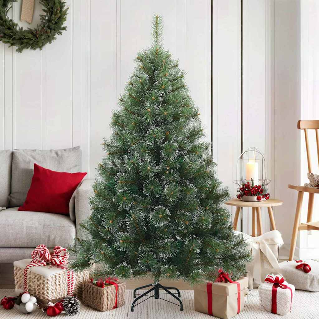 Künstlicher Scharnier-Weihnachtsbaum schneebedeckt Grün 150 cm