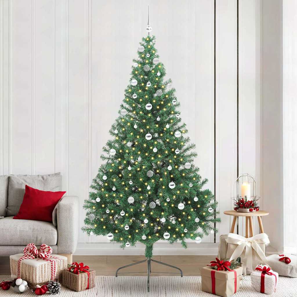 Künstlicher vorbeleuchteter Weihnachtsbaum Grün 240 cm PVC