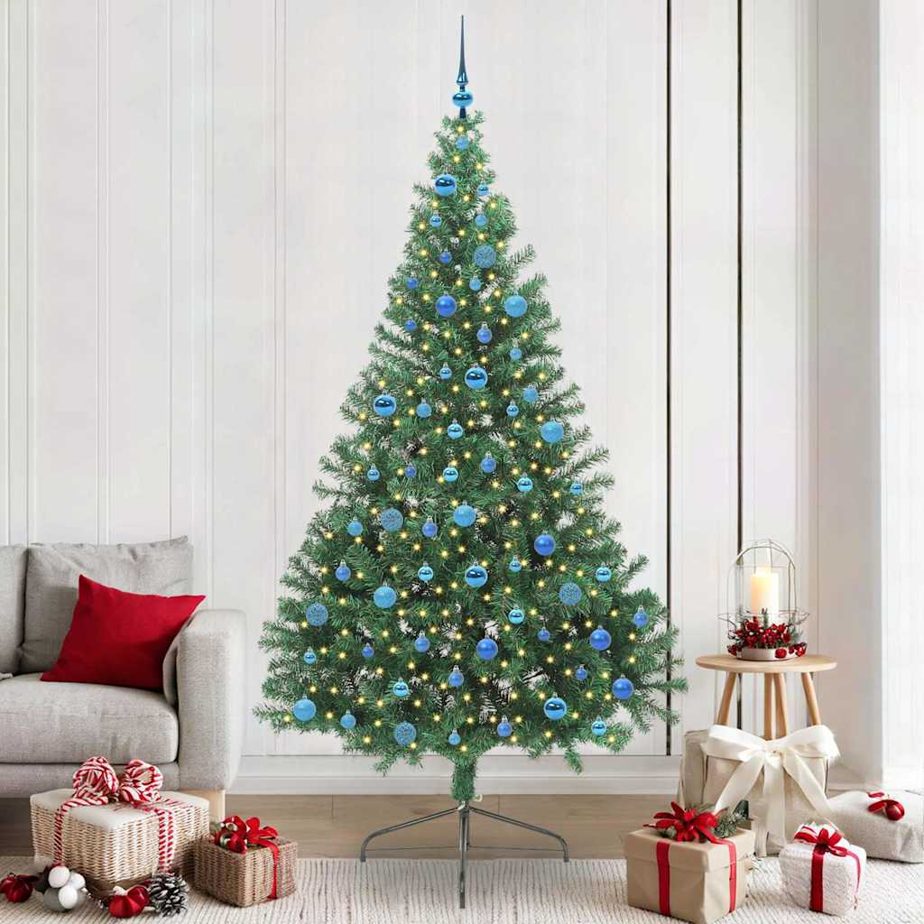 Künstlicher vorbeleuchteter Weihnachtsbaum Grün 240 cm PVC