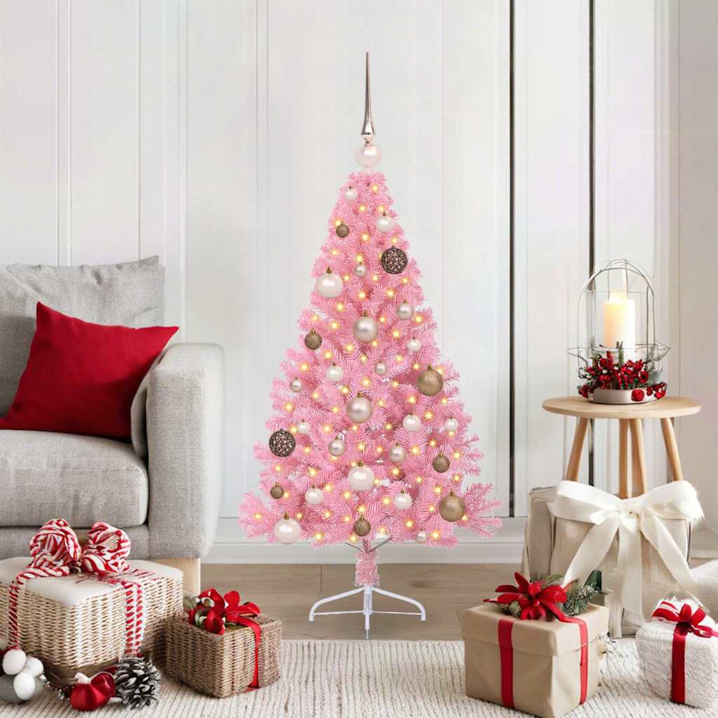 Künstlicher vorbeleuchteter Weihnachtsbaum Rosa 120 cm PVC